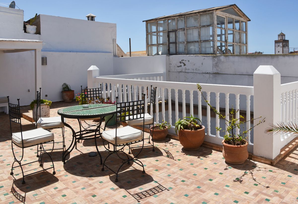 The private terrace of the Rooftop Suite above the medina